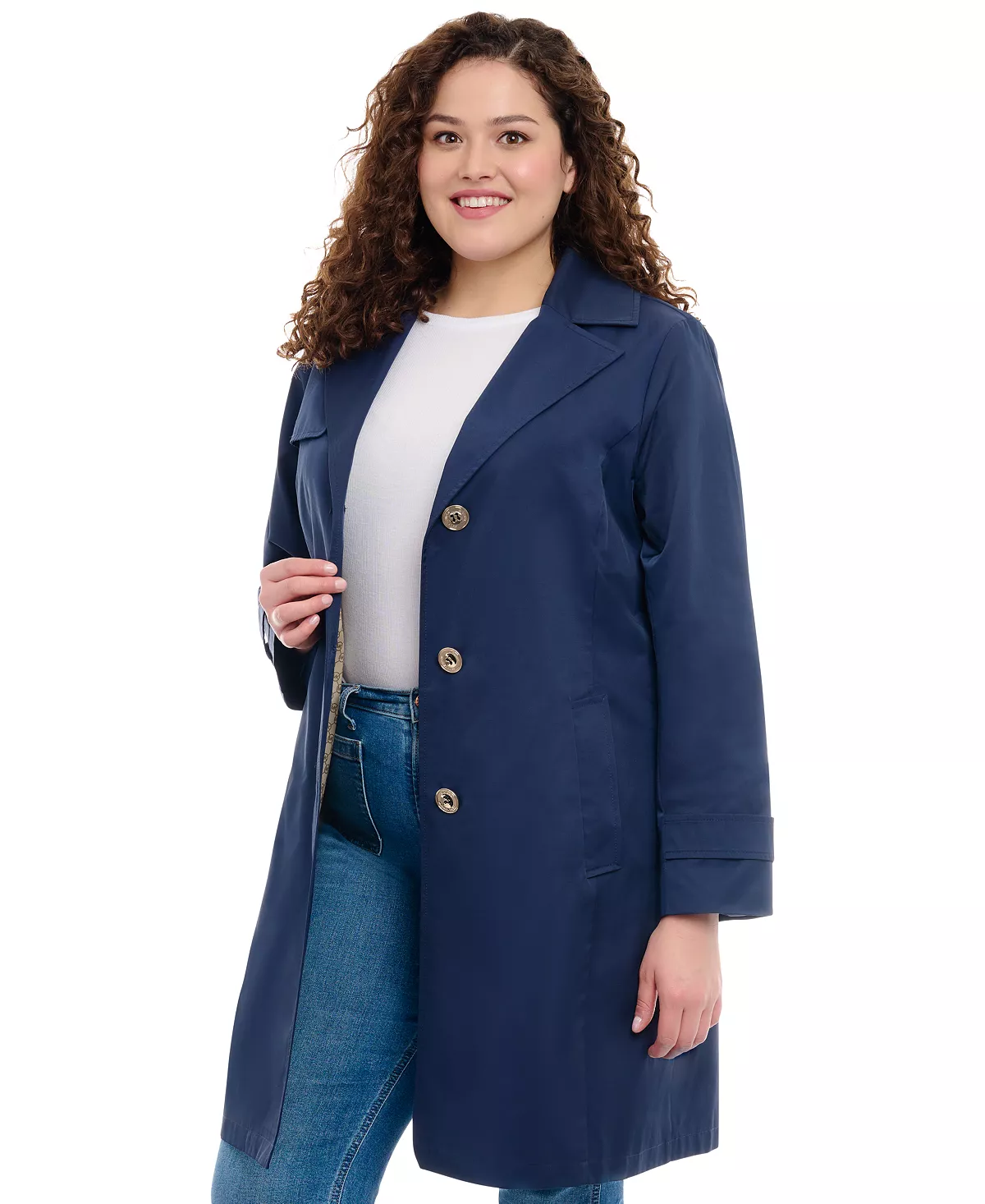 Michael Kors Women's Plus Size Single-Breasted Trench Coat 4 Michael Kors Women's Plus Size Single-Breasted Trench Coat - Image 4