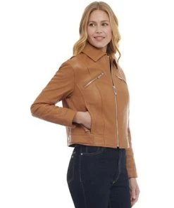 Michael Kors Women's Leather Trucker Jacket 8 Michael Kors Women's Leather Trucker Jacket -CeCe cloth-shop 23350841 fpx