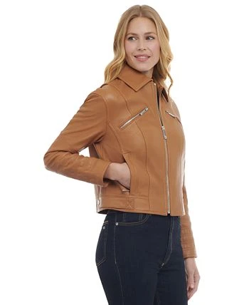 Michael Kors Women's Leather Trucker Jacket 3 Michael Kors Women's Leather Trucker Jacket - Image 3