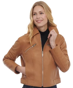 Michael Kors Women's Leather Trucker Jacket 9 Michael Kors Women's Leather Trucker Jacket -CeCe cloth-shop 23350842 fpx