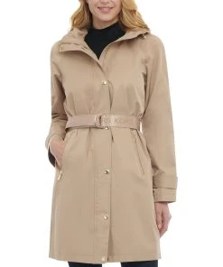 Michael Kors Petite Belted Hooded Trench Coat