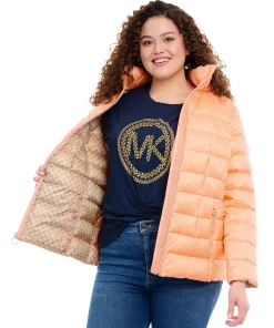 Michael Kors Women's Plus Size Hooded Packable Down Shine Puffer Coat, Created For Macy's -CeCe cloth-shop 23350906 fpx