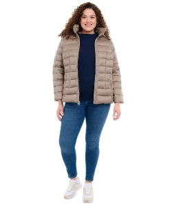 Michael Kors Women's Plus Size Hooded Packable Down Shine Puffer Coat, Created For Macy's -CeCe cloth-shop 23350912 fpx