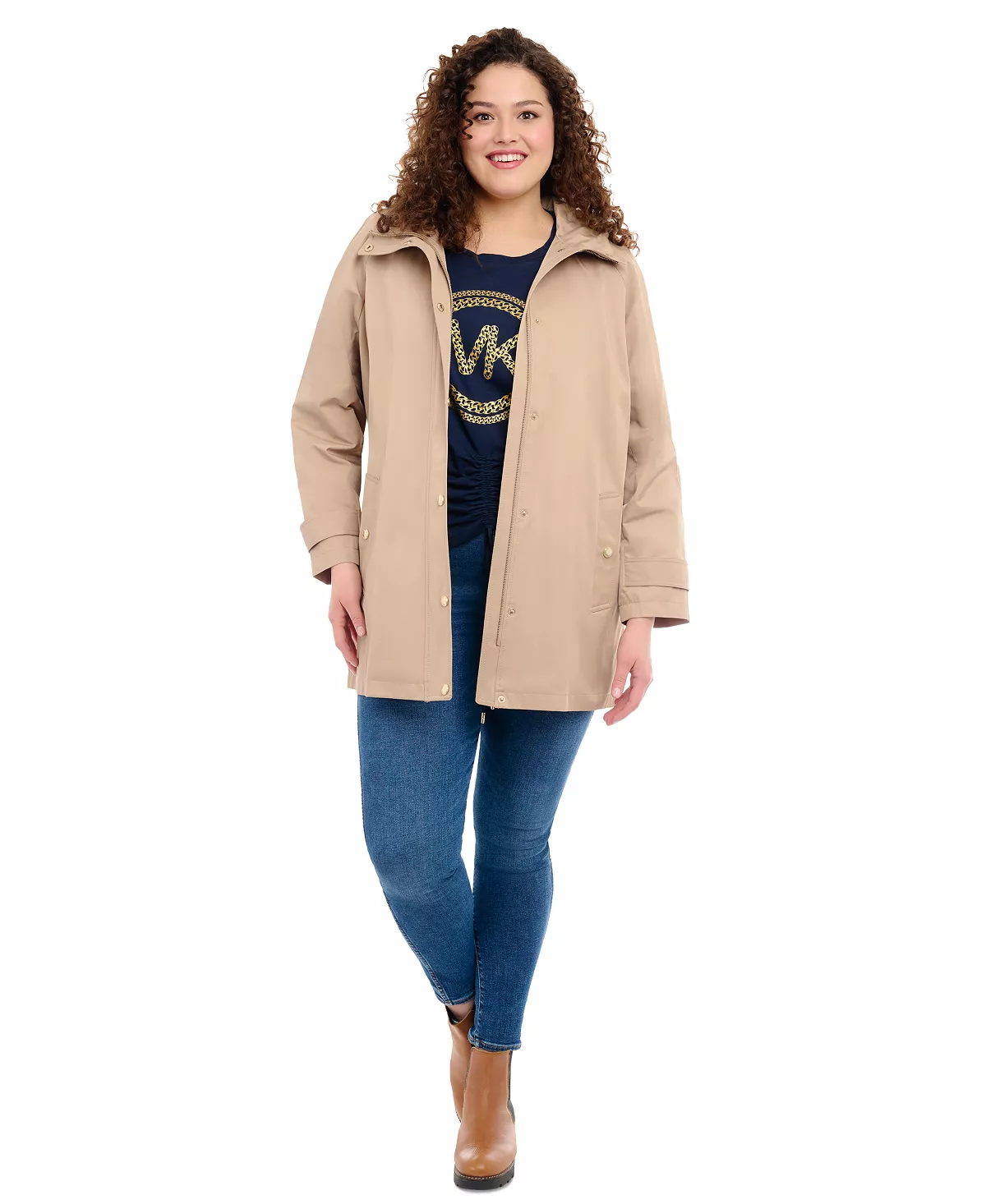 Michael Kors Women's Plus Size Hooded A-Line Coat 6 Michael Kors Women's Plus Size Hooded A-Line Coat - Image 6