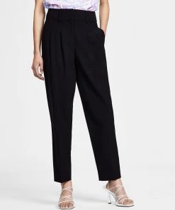 Bar III Women's Bi-Stretch Pleated Straight-Leg Ankle Pants, Created For Macy's