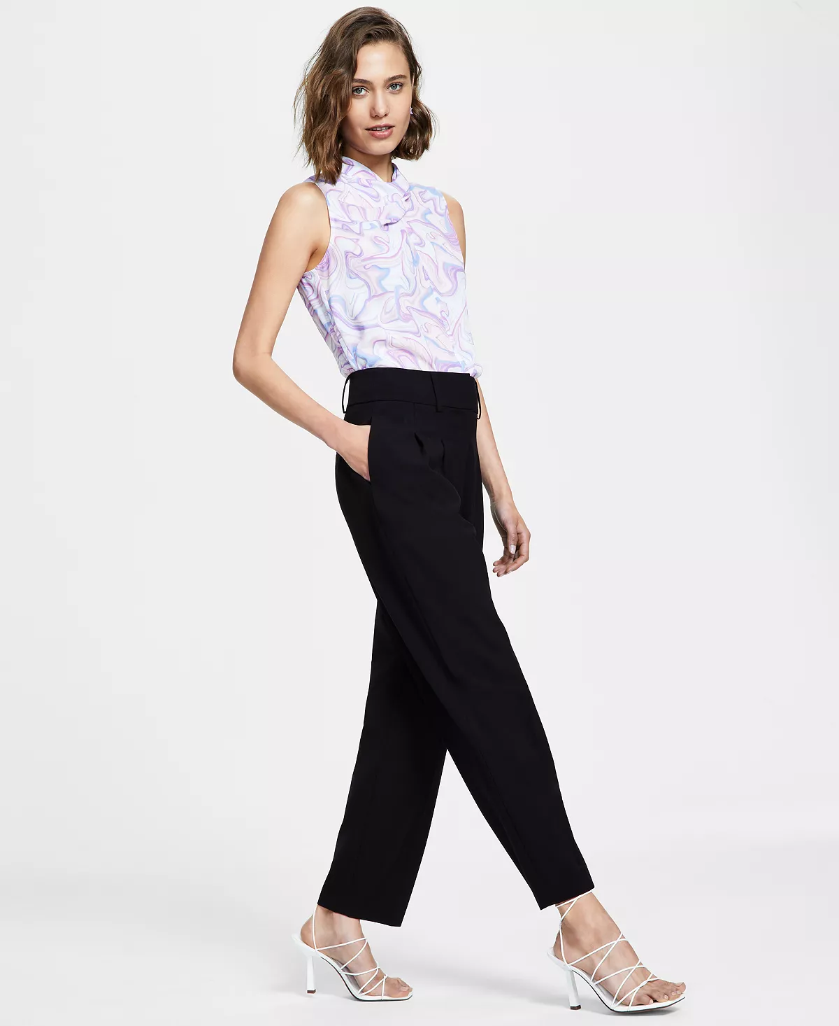 Bar III Women's Bi-Stretch Pleated Straight-Leg Ankle Pants, Created For Macy's 4 Bar III Women's Bi-Stretch Pleated Straight-Leg Ankle Pants, Created For Macy's - Image 4