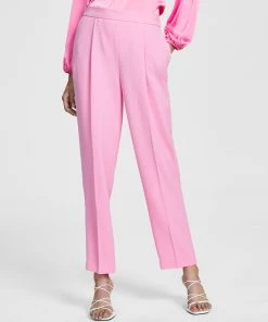 Bar III Women's Textured Crepe Pleated Pull-On Pants, Created For Macy's