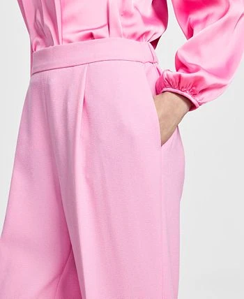 Bar III Women's Textured Crepe Pleated Pull-On Pants, Created For Macy's 3 Bar III Women's Textured Crepe Pleated Pull-On Pants, Created For Macy's - Image 3