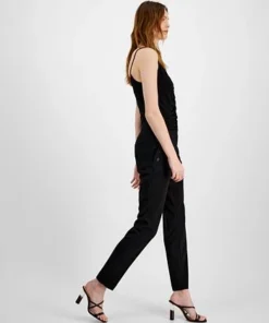 Bar III Women's Button-Detail Mid-Rise Straight-Leg Pants, Created For Macy's 7 Bar III Women's Button-Detail Mid-Rise Straight-Leg Pants, Created For Macy's -CeCe cloth-shop 23359027 fpx