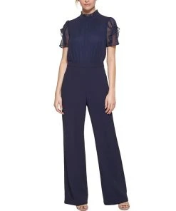 Vince Camuto Women's Ruffled Mixed-Media Jumpsuit