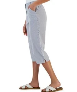 Karen Scott Women's Corded Striped Capri Pants, Created For Macy's -CeCe cloth-shop 23367824 fpx