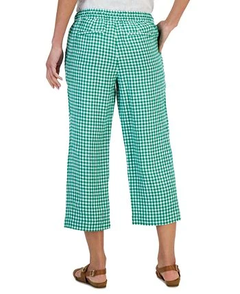 Charter Club Women's Linen Gingham Cropped Pull-On Pants, Created For Macy's 2 Charter Club Women's Linen Gingham Cropped Pull-On Pants, Created For Macy's - Image 2