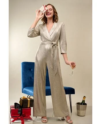 Adrianna Papell Women's Metallic Wide-Leg Jumpsuit 5 Adrianna Papell Women's Metallic Wide-Leg Jumpsuit - Image 5