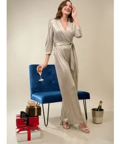 Adrianna Papell Women's Metallic Wide-Leg Jumpsuit