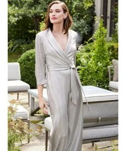 Adrianna Papell Women's Metallic Wide-Leg Jumpsuit 14 Adrianna Papell Women's Metallic Wide-Leg Jumpsuit -CeCe cloth-shop 23378097 fpx