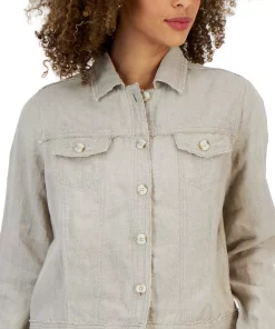 Charter Club Women's Linen Jacket, Created For Macy's -CeCe cloth-shop 23379525 fpx