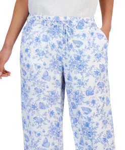 Charter Club Women's Linen Toile Cropped Pants, Created For Macy's 8 Charter Club Women's Linen Toile Cropped Pants, Created For Macy's -CeCe cloth-shop 23379545 fpx