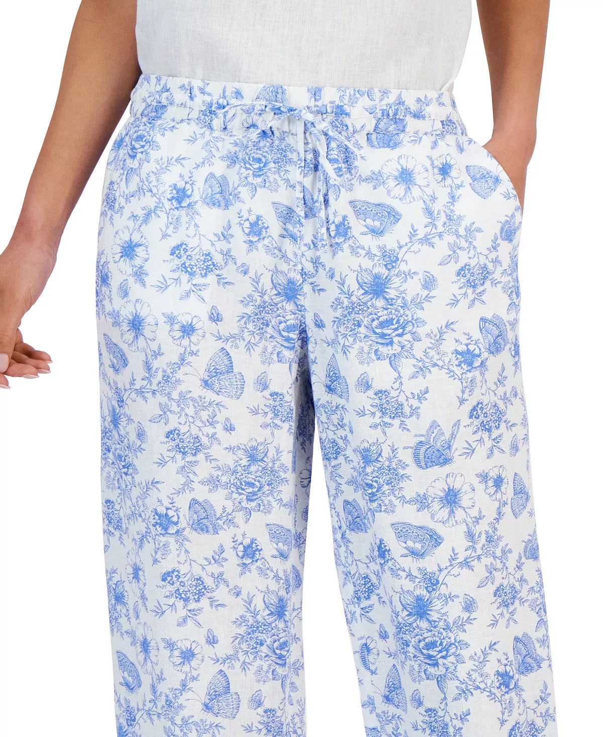 Charter Club Women's Linen Toile Cropped Pants, Created For Macy's 4 Charter Club Women's Linen Toile Cropped Pants, Created For Macy's - Image 4