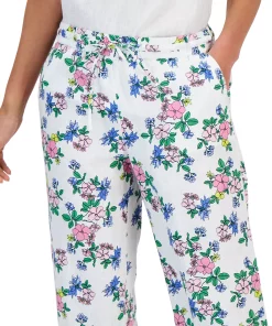 Charter Club Women's Linen Floral Cropped Pants, Created For Macy's 8 Charter Club Women's Linen Floral Cropped Pants, Created For Macy's -CeCe cloth-shop 23379554 fpx