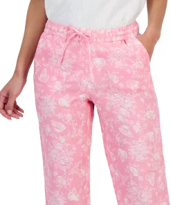 Charter Club Women's Linen Toile-Print Pull-On Pants, Created For Macy's 8 Charter Club Women's Linen Toile-Print Pull-On Pants, Created For Macy's -CeCe cloth-shop 23379557 fpx