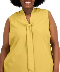 Kasper Plus Size Bow Top -CeCe cloth-shop 23389169 fpx