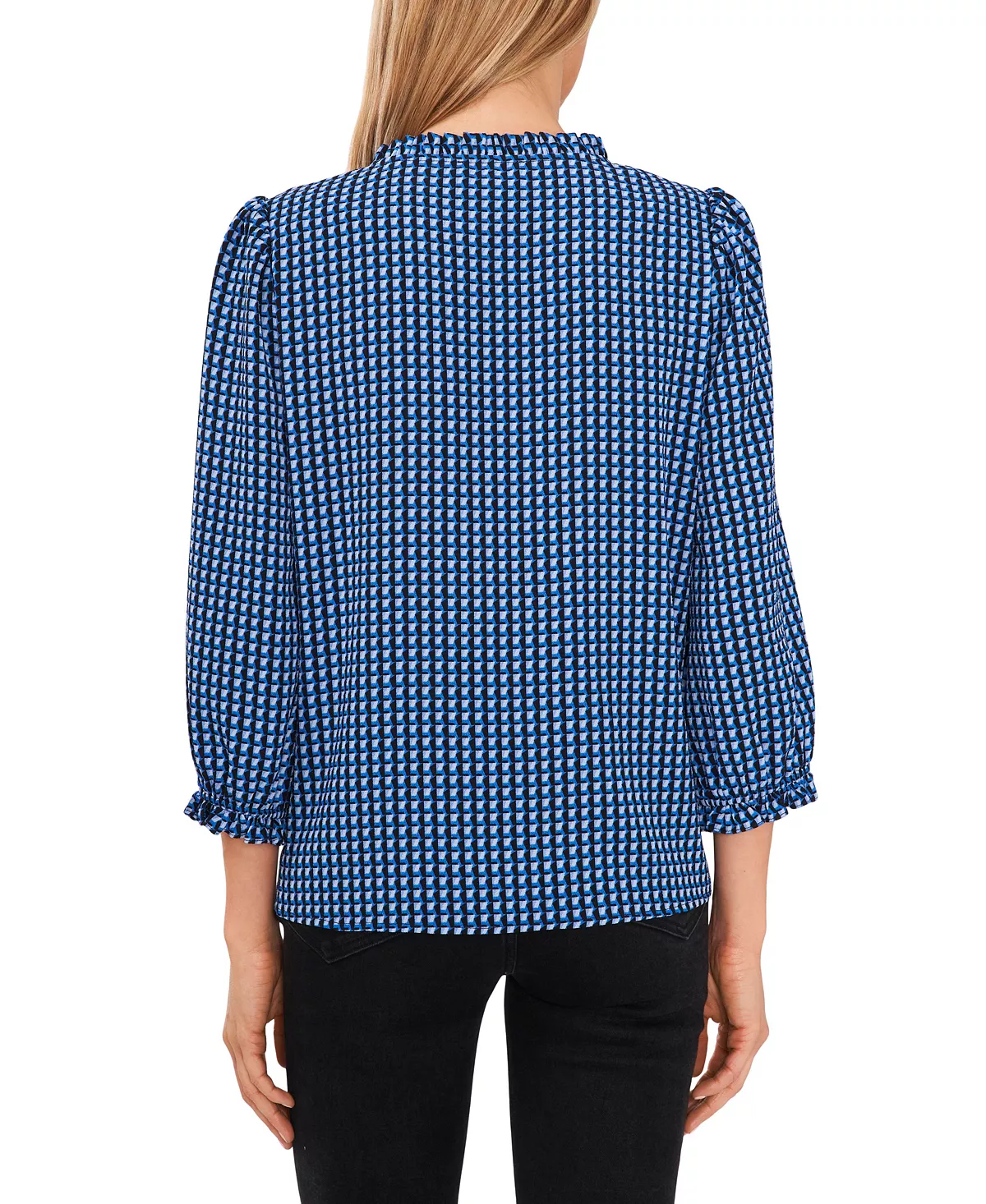 CeCe Women's Soft Texture V-neck Button Front Blouse 2 CeCe Women's Soft Texture V-neck Button Front Blouse - Image 2