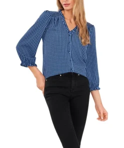 CeCe Women's Soft Texture V-neck Button Front Blouse