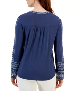 Style & Co Women's Cotton Embroidered Shirt, Created For Macy's -CeCe cloth-shop 23412166 fpx