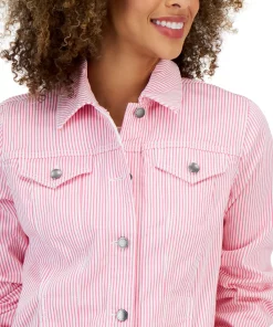 Charter Club Women's Striped Denim Trucker Jacket, Created For Macy's -CeCe cloth-shop 23431728 fpx
