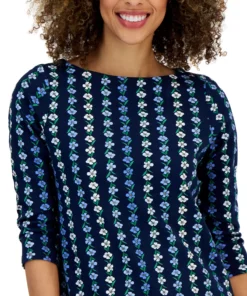 Charter Club Women's Floral Boat-Neck 3/4-Sleeve Top, Created For Macy's 7 Charter Club Women's Floral Boat-Neck 3/4-Sleeve Top, Created For Macy's -CeCe cloth-shop 23431888 fpx