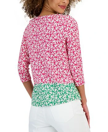 Charter Club Women's Colorblocked Boat-Neck 3/4-Sleeve Top, Created For Macy's 2 Charter Club Women's Colorblocked Boat-Neck 3/4-Sleeve Top, Created For Macy's - Image 2