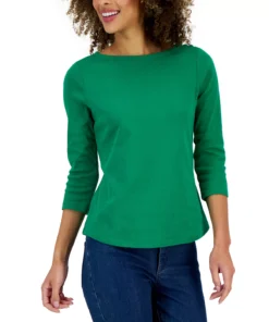 Charter Club Women's Pima Cotton Boat-Neck Top, Created For Macy's 19 Charter Club Women's Pima Cotton Boat-Neck Top, Created For Macy's -CeCe cloth-shop 23432126 fpx