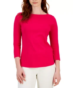 Charter Club Women's Pima Cotton Boat-Neck Top, Created For Macy's 22 Charter Club Women's Pima Cotton Boat-Neck Top, Created For Macy's -CeCe cloth-shop 23432136 fpx