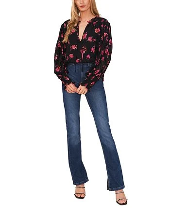 Vince Camuto Women's Printed Pleated-Sleeve Smocked Blouse 3 Vince Camuto Women's Printed Pleated-Sleeve Smocked Blouse - Image 3