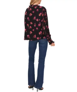 Vince Camuto Women's Printed Pleated-Sleeve Smocked Blouse 8 Vince Camuto Women's Printed Pleated-Sleeve Smocked Blouse -CeCe cloth-shop 23441234 fpx