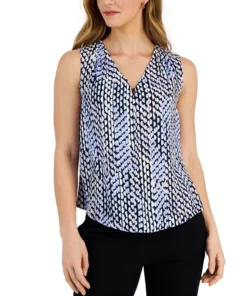Kasper Women's Printed Sleeveless V-Neck Shell Top