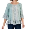 Style & Co Women's Printed On Off Knit Top, Created For Macy's