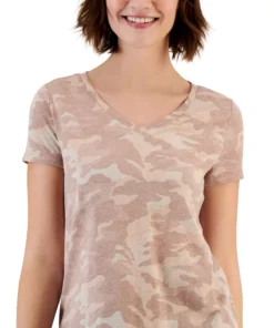 Style & Co Women's Printed V-Neck T-Shirt, Created For Macy's -CeCe cloth-shop 23445007 fpx