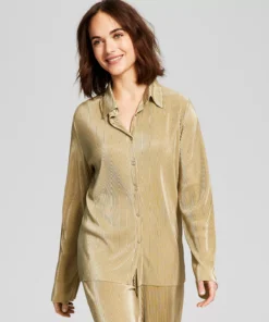 And Now This Women's Long-Sleeve Collared Bodre Shirt -CeCe cloth-shop 23454698 fpx