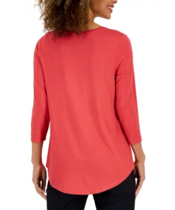 JM Collection 3/4-Sleeve Solid Tunic Top, Created For Macy's 25 JM Collection 3/4-Sleeve Solid Tunic Top, Created For Macy's -CeCe cloth-shop 23480511 fpx