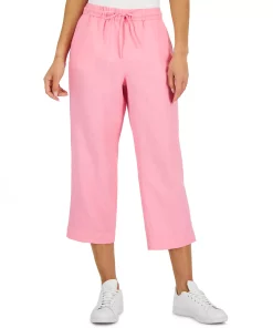 Charter Club Women's Linen Capri Tie-Waist Pants, Created For Macy's