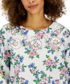 Charter Club Women's Linen Floral-Printed Top, Created For Macy's 6 Charter Club Women's Linen Floral-Printed Top, Created For Macy's -CeCe cloth-shop 23481937 fpx