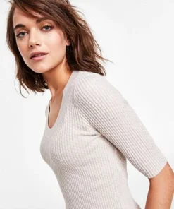 Alfani Women's Ribbed Elbow-Sleeve Sweater, Created For Macy's -CeCe cloth-shop 23489107 fpx