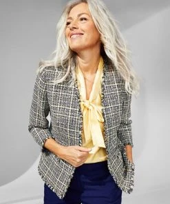 Kasper Women's Tweed 3/4-Sleeve Open-Front Blazer -CeCe cloth-shop 23502216 fpx 1