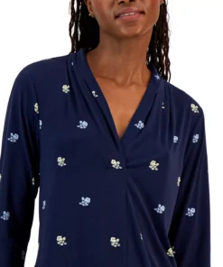 Charter Club Women's Ditsy-Print V-Neck Top, Created For Macy's 6 Charter Club Women's Ditsy-Print V-Neck Top, Created For Macy's -CeCe cloth-shop 23507781 fpx