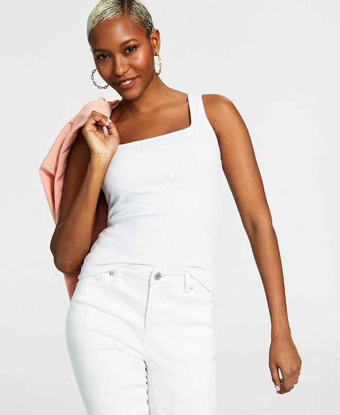 INC International Concepts Women's Square Neck Rib Tank, Created For Macy's 1 INC International Concepts Women's Square Neck Rib Tank, Created For Macy's