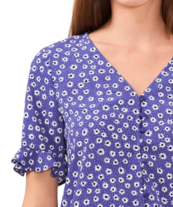 CeCe Women's Daisy Melody Ruffle Short Sleeve Blouse -CeCe cloth-shop 23519968 fpx