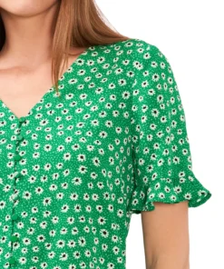 CeCe Women's Daisy Melody Ruffle Short Sleeve Blouse -CeCe cloth-shop 23519974 fpx