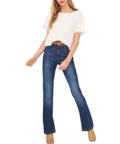 Vince Camuto Women's Crewneck Frayed-Hem Woven Top -CeCe cloth-shop 23520243 fpx