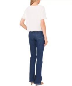 Vince Camuto Women's Crewneck Frayed-Hem Woven Top -CeCe cloth-shop 23520244 fpx